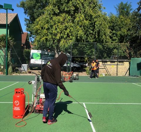 Hartswood - Block of three hard surface tennis courts transformed